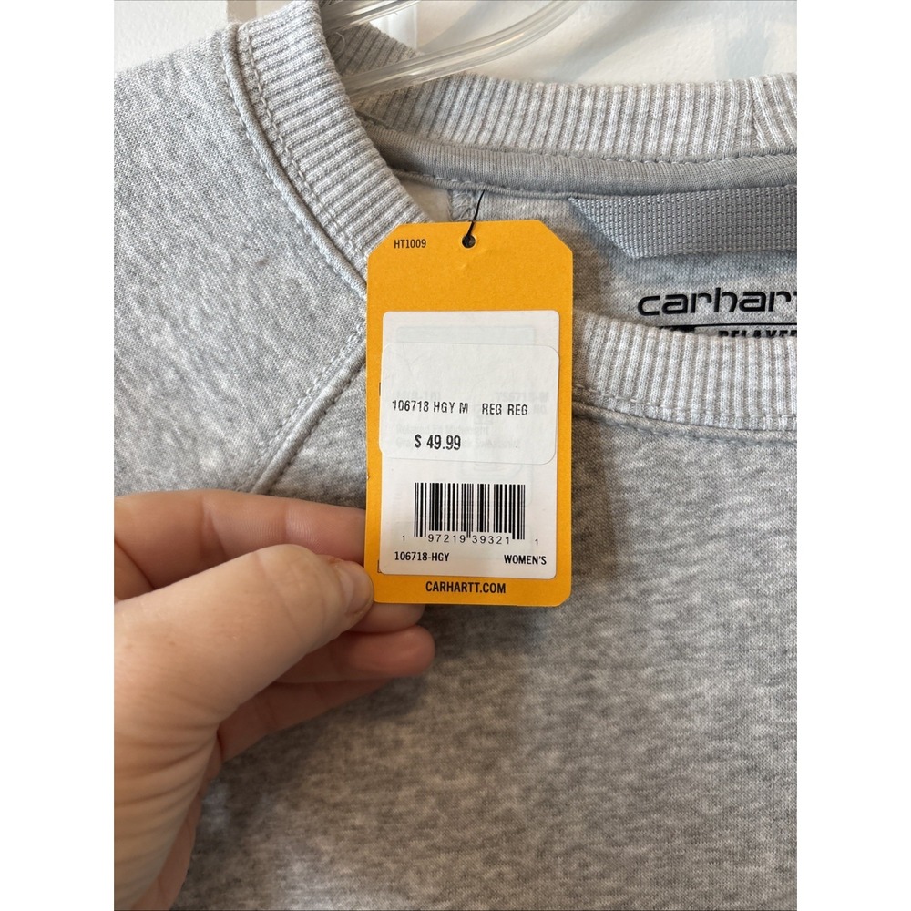 NWT Carhartt Women's Relaxed Fit Midweight Graphic Logo Crewneck Sweatshirt M - Picture 3 of 10